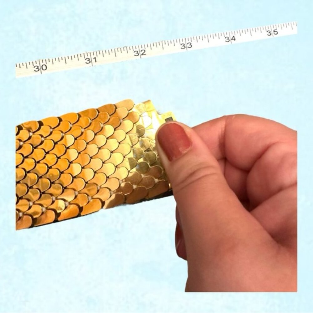 Womens Thick Gold Sequin Buckled Belt S M L - Picture 7 of 7
